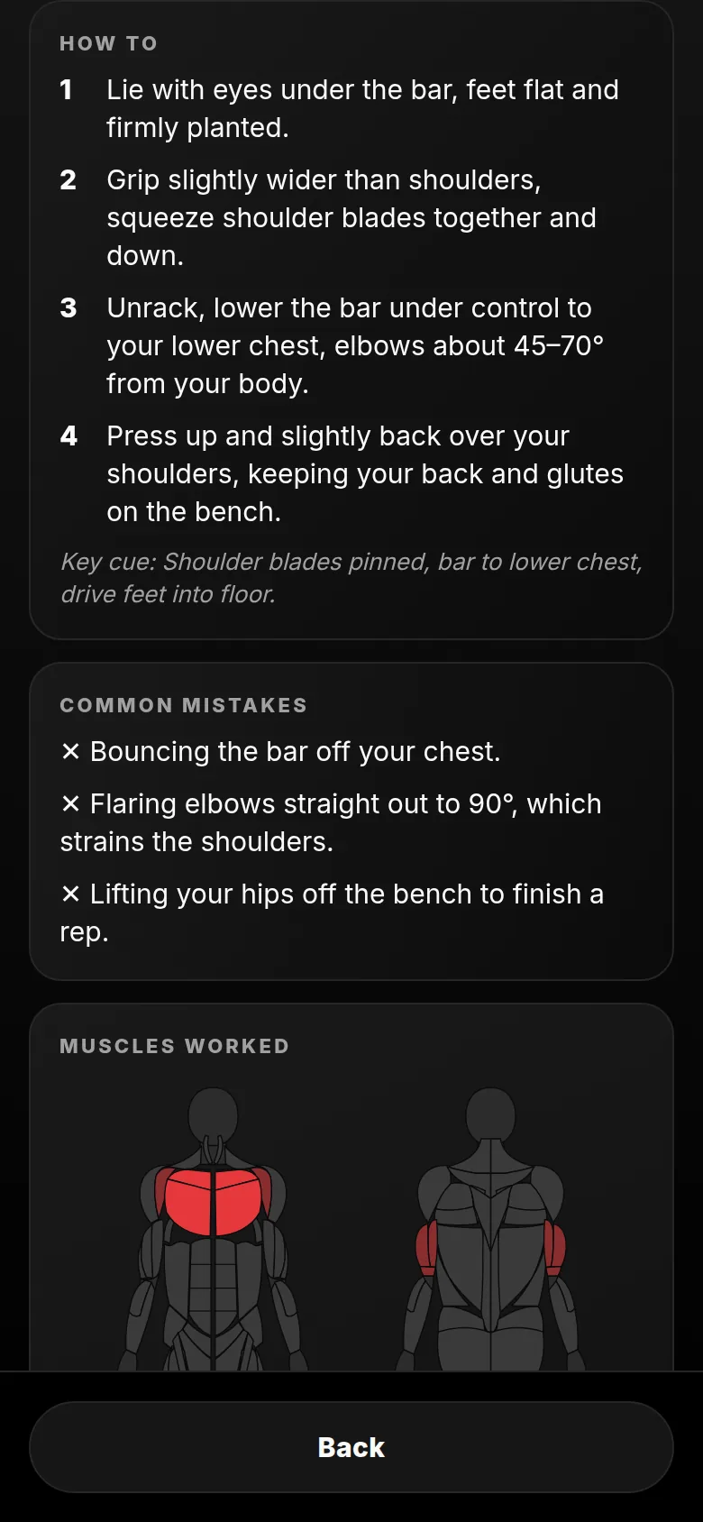 Bench press how-to: four steps, a key cue, common mistakes and the muscles worked